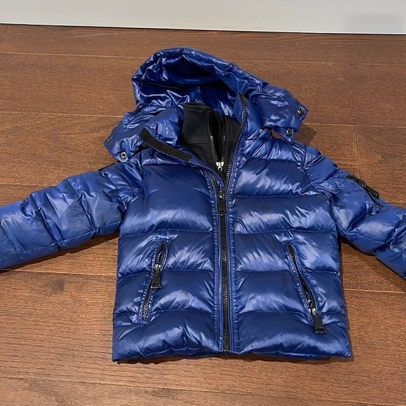 Sam Navy and Black Boys Hooded Down Jacket Size 6 - Picture 1 of 10